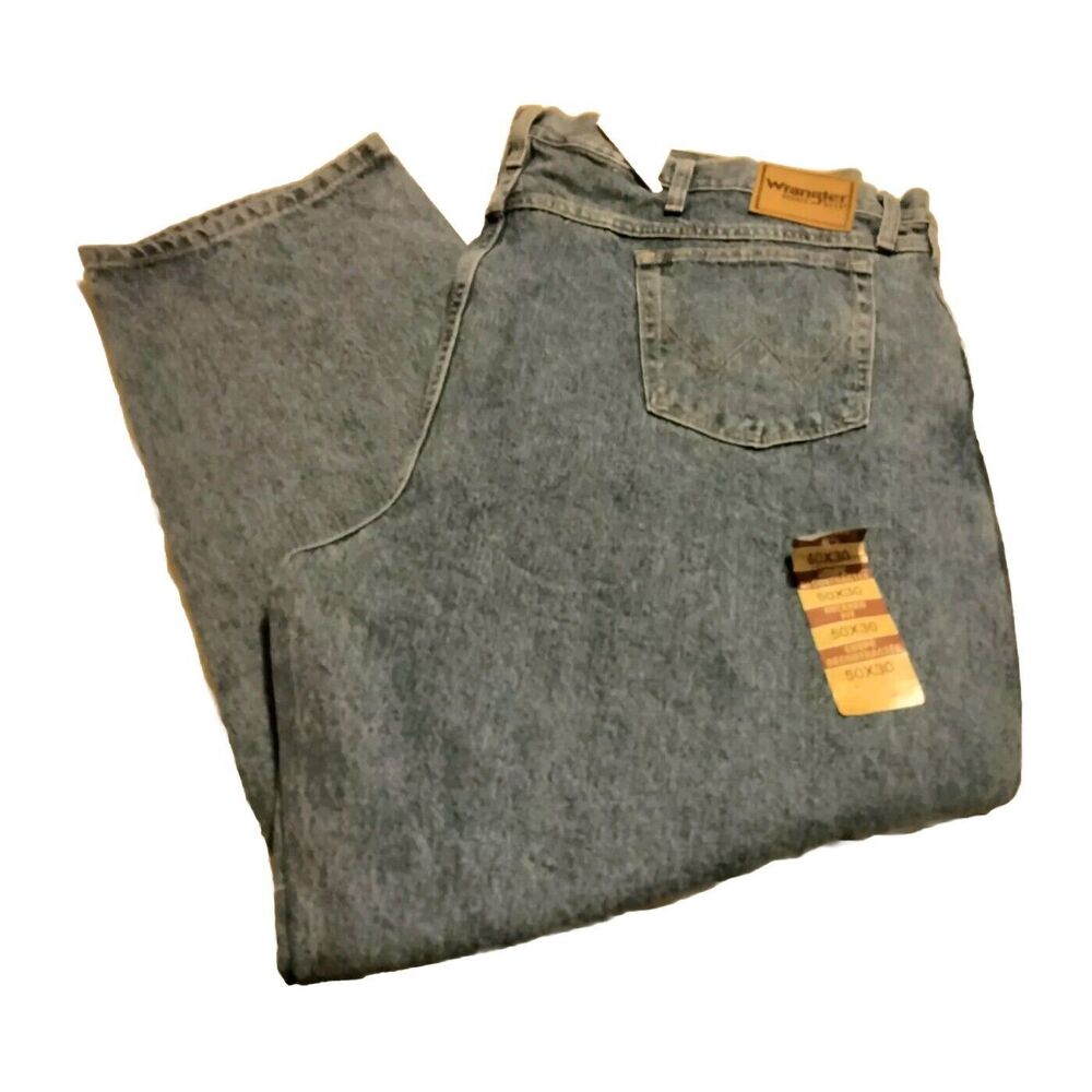 Wrangler Men's Big Size Blue Jeans Size 50X30 Straight Leg